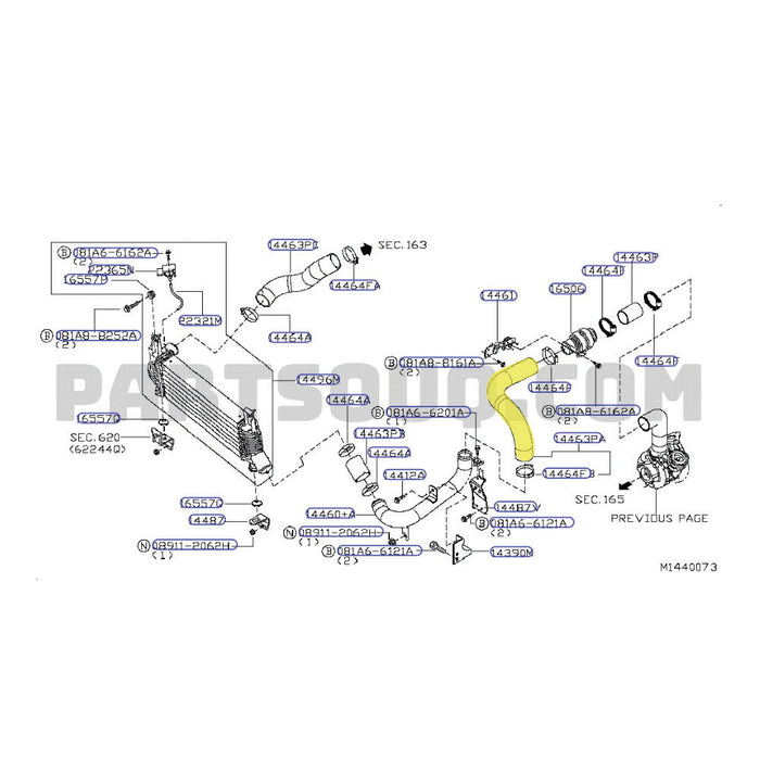 Hot Side Intercooler Hose For Nissan Pathfinder R51 YD25 2.5L