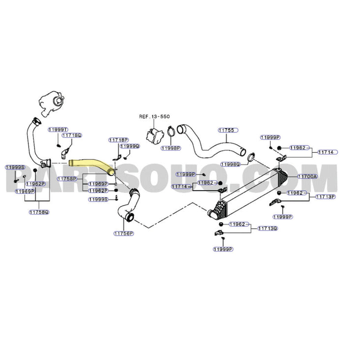 Genuine Hot Side Intercooler Hose For Mitsubishi Outlander 4N14 2.2L