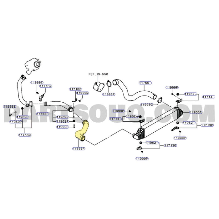 Genuine Hot Side Intercooler Hose For Mitsubishi Outlander 4N14 2.2L