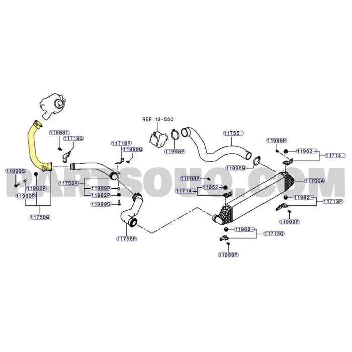 Genuine Hot Side Intercooler Hose For Mitsubishi Outlander 4N14 2.2L