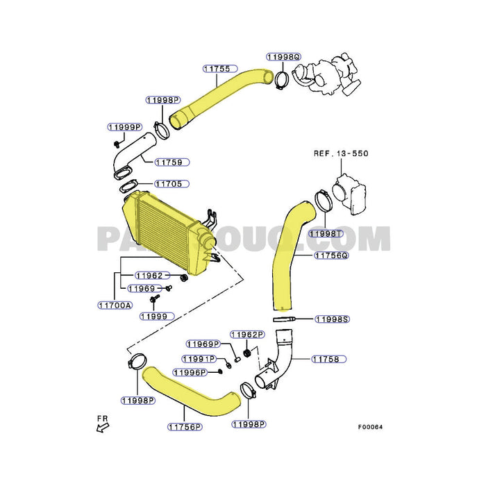 Upgrade Aluminium 60mm Intercooler & Hoses For Mitsubishi Triton MN 4D56 2.5L 4WD 2009-2015