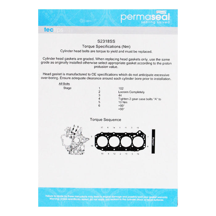Permaseal Head Gasket For Nissan Patrol GU ZD30 3.0L DI 2000-2007 2 Notches Grade 2 0.7mm