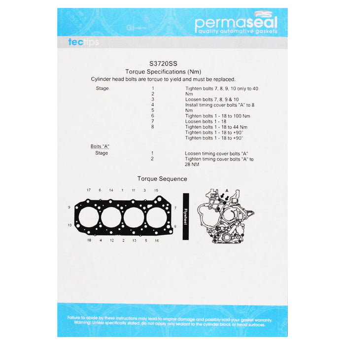 Permaseal Head Gasket For Nissan Patrol GU ZD30 3.0L CRD 2007 Onwards 3 Notches Grade 3 0.75mm