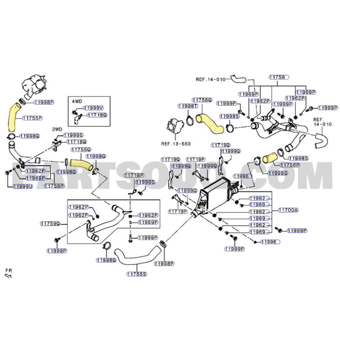 Genuine Hot Side & Cold Side Intercooler Hoses For Mitsubishi ASX 4N13 1.8L