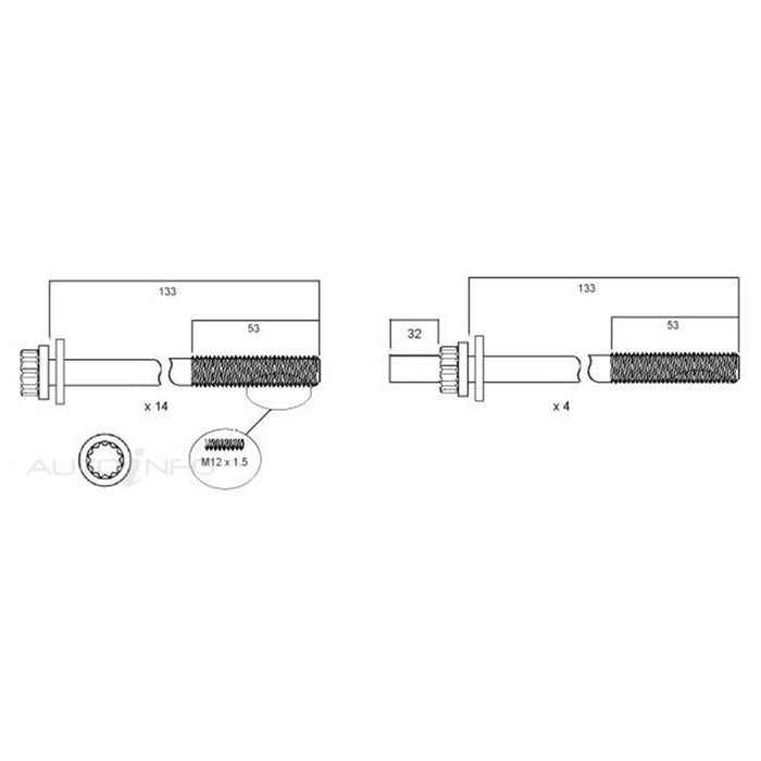 Permaseal Head Bolt Set For Nissan Patrol GU ZD30 3.0L CRD 2007-2017