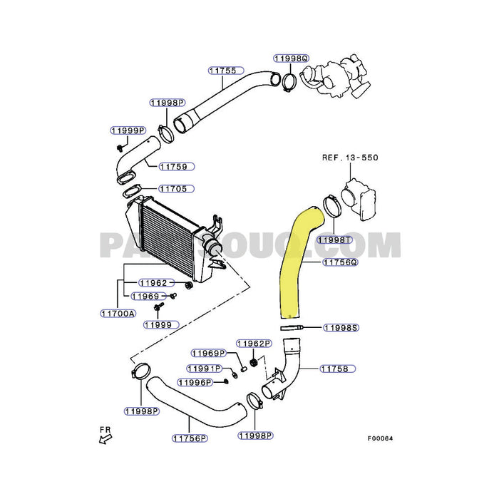 Cold Side Intercooler Hose For Mitsubishi Challenger 4D56 2.5L