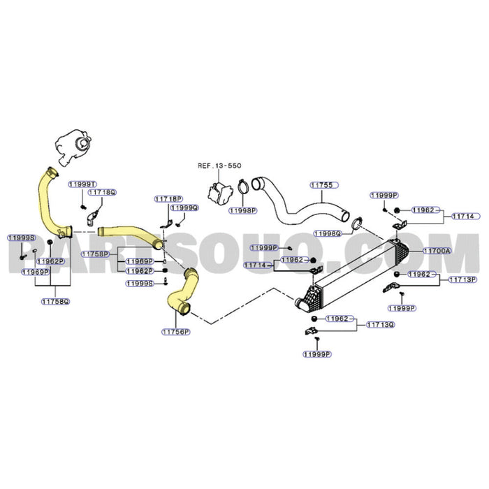 Genuine Hot Side Intercooler Hoses For Mitsubishi Outlander 4N14 2.2L