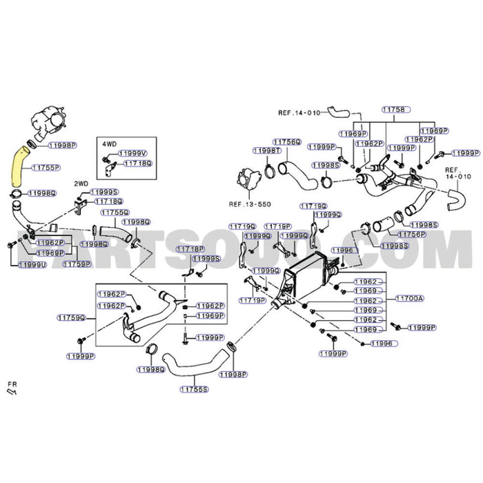 Genuine Hot Side Intercooler Hose For Mitsubishi ASX 4N13 1.8L