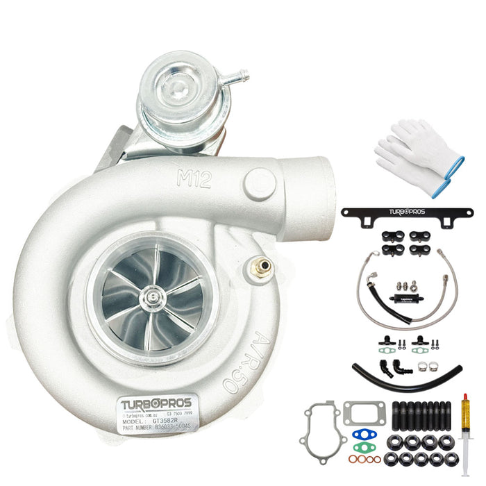 GEN1 High Flow GT3582R Turbo Charger With Oil Feed, Return Line And Support Bracket Kit For Ford FPV BA/BF F6 Barra 4.0L