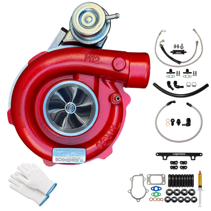 GEN1 High Flow GT3582R Turbo Charger With Oil Feed, Return & Water Line And Bracket Kit For Ford FPV BA/BF F6 Barra 4.0L