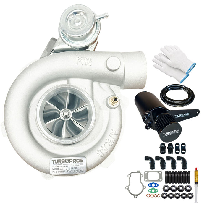 GEN1 High Flow GT3582R Turbo Charger With AN8 Oil Catch Can For Ford FPV BA/BF F6 Barra 4.0L