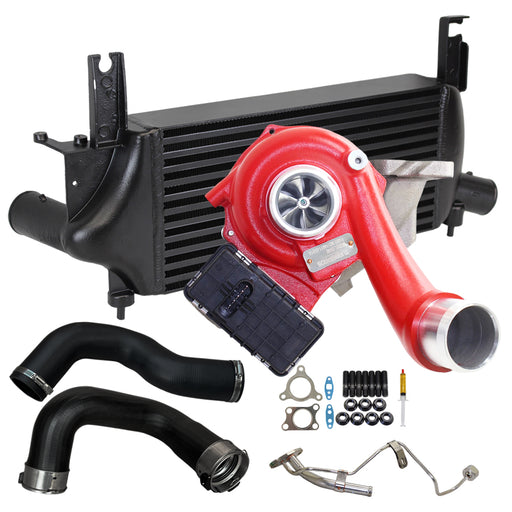 GEN1 High Flow Turbo Charger With 75mm Intercooler & Hoses And Genuine Oil Feed Pipe For Nissan Pathfinder R51 YD25 2.5L 2010 Onwards