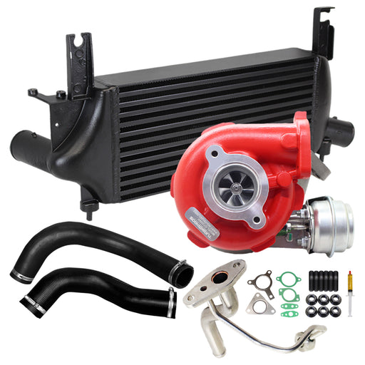 GEN1 High Flow Turbo Charger With 75mm Intercooler And Genuine Oil Feed Pipe & Hoses For Nissan Pathfinder R51 YD25 2.5L 3 Bolts