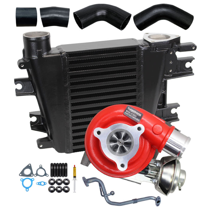 GEN1 High Flow Turbo Charger With 65mm Intercooler & Hoses And Genuine Oil Feed Pipe For Nissan Patrol GU ZD30 3.0L Fits Early DI 2000-2002