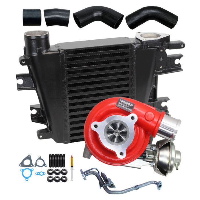 GEN1 High Flow Turbo Charger With 65mm Intercooler & Hoses And Genuine Oil Feed Pipe For Nissan Patrol GU ZD30 3.0L Fits Late DI 01/2002-12/2006