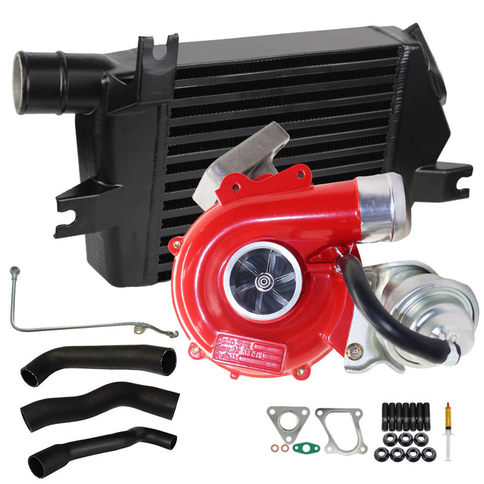 GEN1 High Flow Turbo Charger With 60mm Intercooler & Hoses And Genuine Oil Feed Pipe For Mitsubishi Challenger 4D56 2.5L VT10