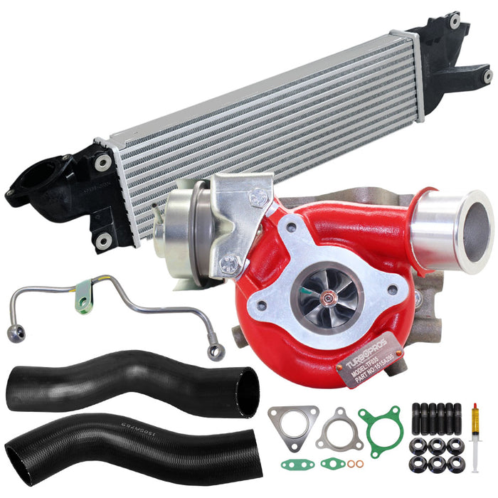GEN1 High Flow Turbo Charger With 50mm Intercooler & Hoses And Genuine Oil Feed Pipe For Mitsubishi Triton MQ 4N15 2.4L