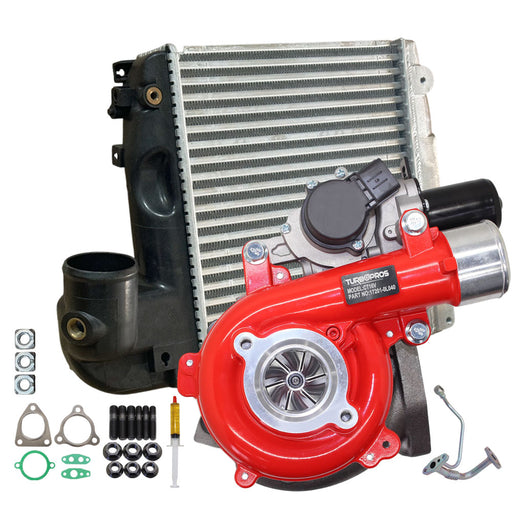 GEN1 High Flow Turbo Charger With 50mm Intercooler And Genuine Oil Feed Pipe For Toyota Hilux N70 D4D KUN26 1KD-FTV 3.0L 2005-2010