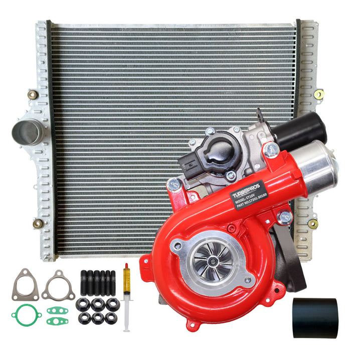 GEN1 High Flow Turbo Charger With 24mm Intercooler & Hoses For Toyota LandCruiser Prado KDJ120 / KDJ150 2005-2015