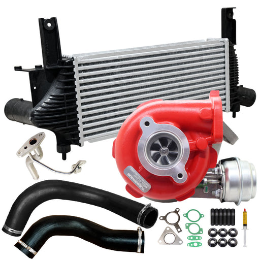 GEN1 High Flow Turbo Charger With 62mm Intercooler & Hoses And Genuine Oil Feed Pipe For Nissan Navara D40 YD25 2.5L 3-Bolt
