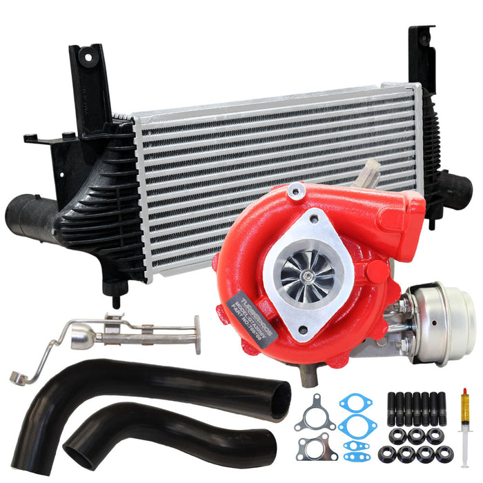 GEN1 High Flow Turbo Charger With 62mm Intercooler & Hoses And Genuine Oil Feed Pipe For Nissan Navara D40 YD25 2.5L