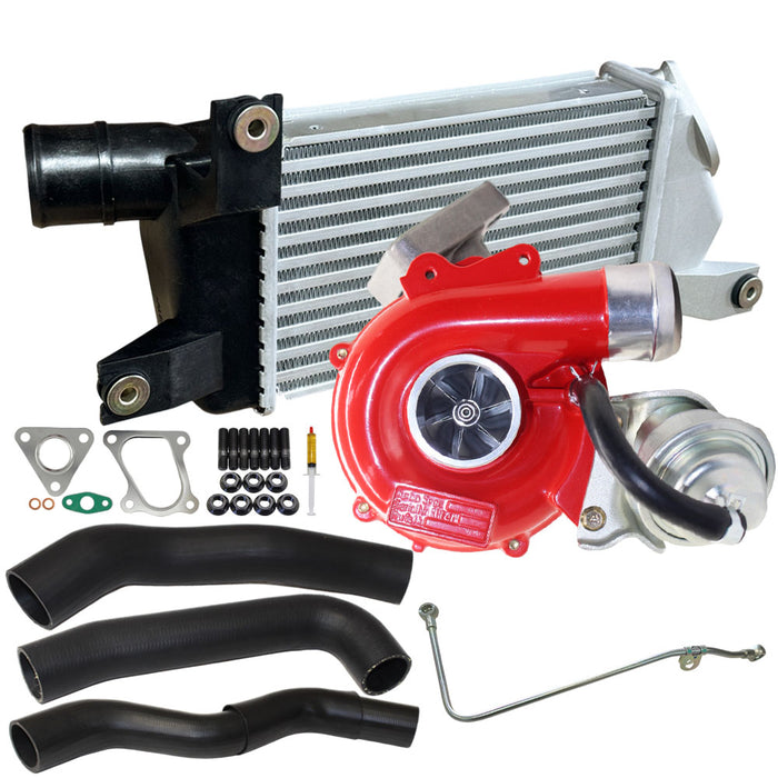 GEN1 High Flow Turbo Charger With 50mm Intercooler & Hoses And Genuine Oil Feed Pipe For Mitsubishi Triton MN 4D56 2.5L 2WD VT10