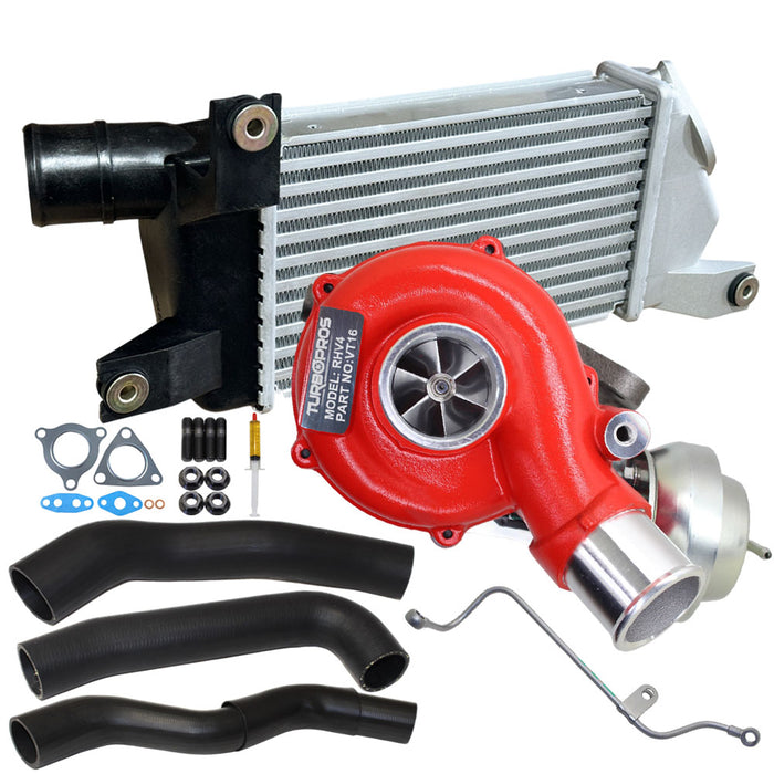 GEN1 High Flow Turbo Charger With 50mm Intercooler & Hoses And Genuine Oil Feed Pipe For Mitsubishi Challenger 4D25 2.5L