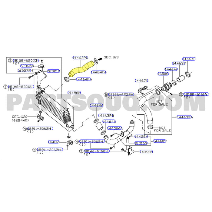Cold Side Intercooler Hose For Nissan Pathfinder R51 YD25 2.5L