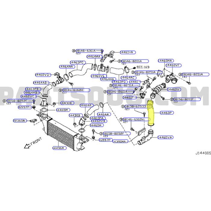 Hot Side Intercooler Hose For Nissan Pathfinder R51/Navara D40 Ti 550 V9X V6 3.0L