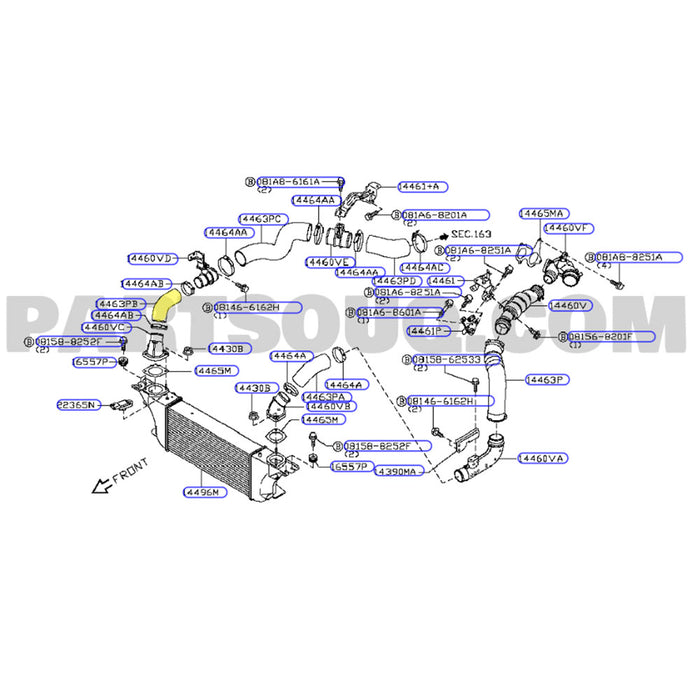 Cold Side Intercooler Hose For Nissan Navara D40 ST-X 550 V9X V6 3.0L