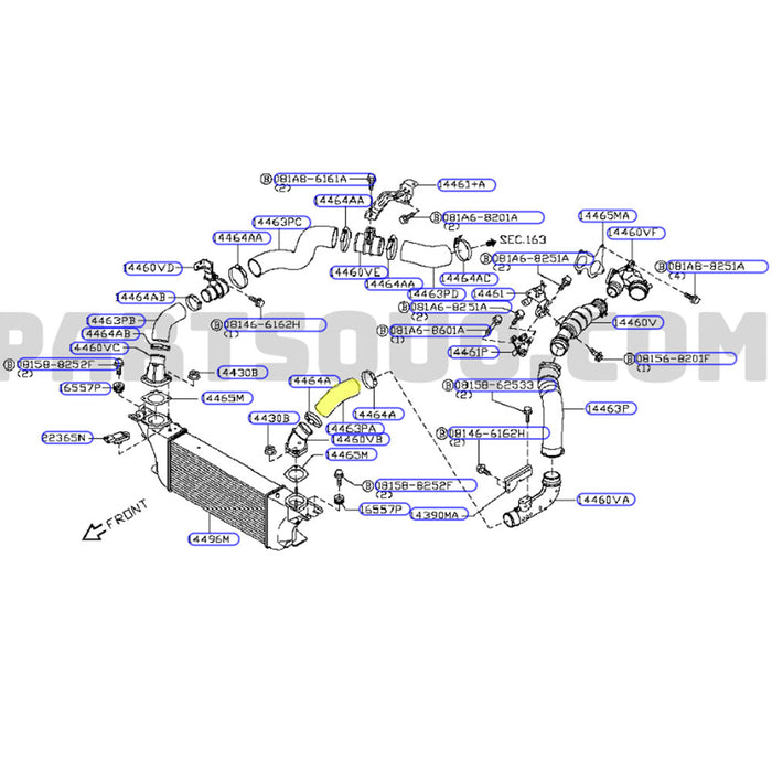 Hot Side Intercooler Hose For Nissan Pathfinder R51/Navara D40 Ti 550 V9X V6 3.0L