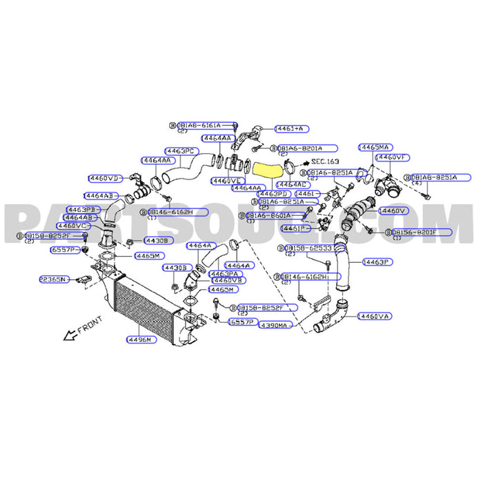 Cold Side Intercooler Hose For Nissan Pathfinder R51 Ti 550 V9X V6 3.0L