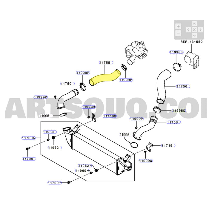 Genuine Hot Side Intercooler Hose For Mitsubishi Triton MR 4N15 2.4L
