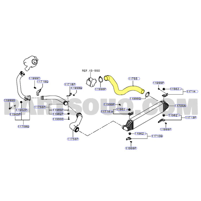 GEN1 High Flow Turbo Charger With 62mm Intercooler & Hoses For Mitsubishi Outlander 4N14 2.2L
