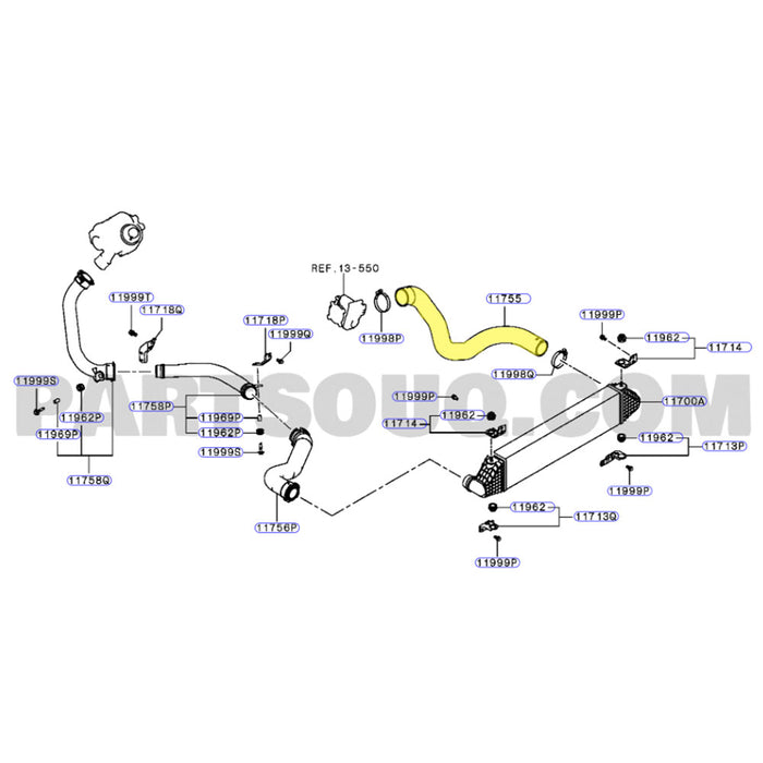 GEN1 High Flow Turbo Charger With 62mm Intercooler & Hoses And Genuine Oil feed Pipe For Mitsubishi Outlander 4N14 2.2L
