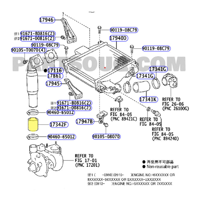 Hot Side Intercooler Hose For Toyota Hilux N70 1KD-FTV 3.0L 2005-2015