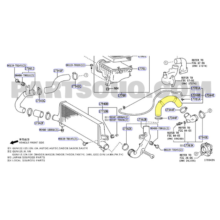 GEN1 High Flow Turbo Charger With 52mm Intercooler & Hoses And Genuine Oil Feed Pipe For Toyota Hilux 1GD-FTV 2.8L 2015-2020