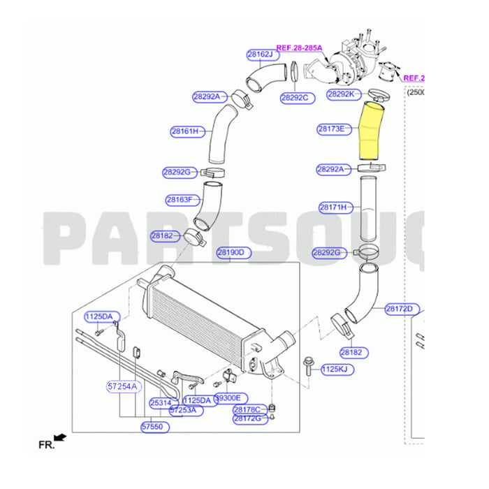 Cold Side Intercooler Hose For Hyundai iLoad / iMax D4CB 2.5L 2008-2012