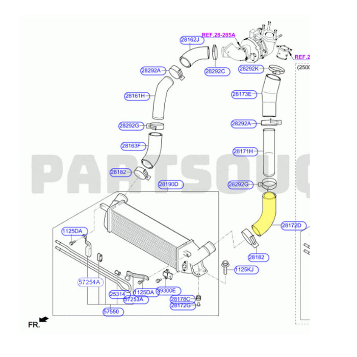 Cold Side Intercooler Hose For Hyundai iLoad / iMax D4CB 2.5L 2008-2012