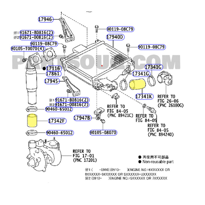 Hot Side & Cold Side Intercooler Hoses For Toyota Hilux N70 1KD-FTV 3.0L 2005-2015