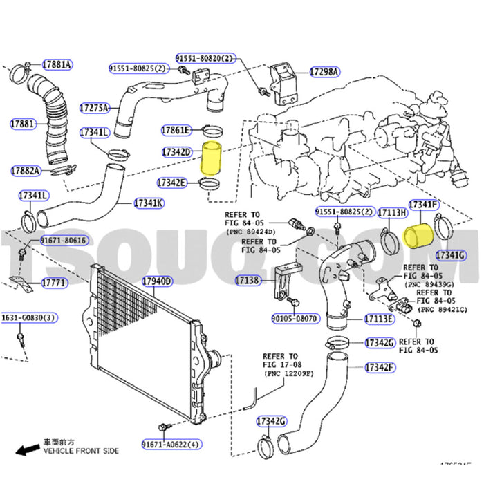 Hot Side & Cold Side Intercooler Hoses For Toyota Land Cruiser Prado 1KD-FTV 3.0L 2005-2015