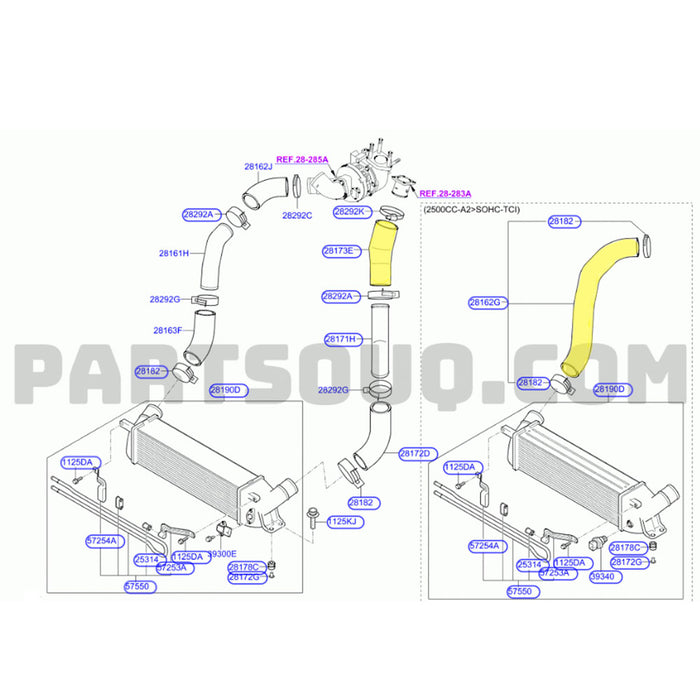 Hot Side & Cold Side Intercooler Hoses For Hyundai iLoad / iMax D4CB 2.5L 05/2011-05/2014