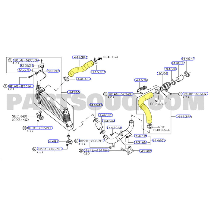 GEN1 High Flow Turbo Charger With 75mm Intercooler & Hoses And Genuine Oil Feed Pipe For Nissan Pathfinder R51 YD25 2.5L 2010 Onwards