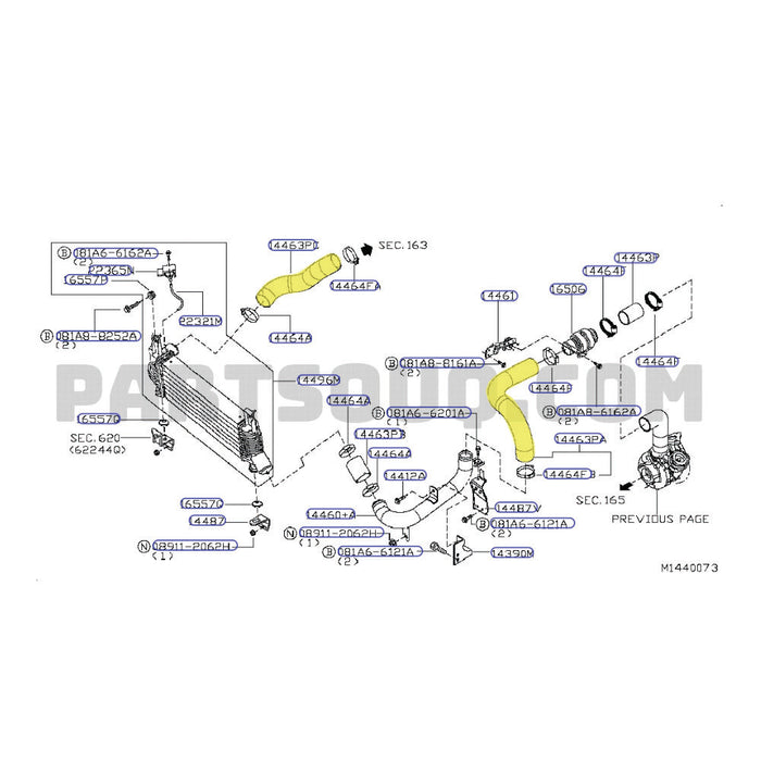 Hot Side & Cold Side Intercooler Hoses For Nissan Navara D40 YD25 2.5L