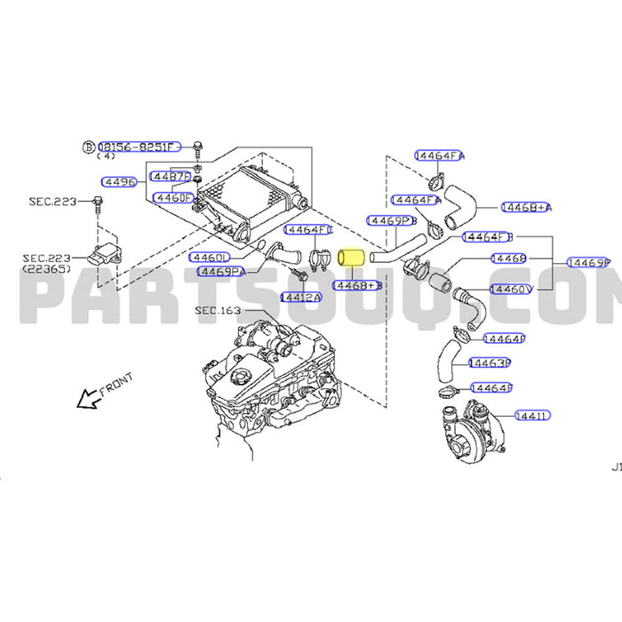 Cold Side Intercooler Hose For Nissan Patrol GU Y61 ZD30 3.0L Direct injection 2000-2007