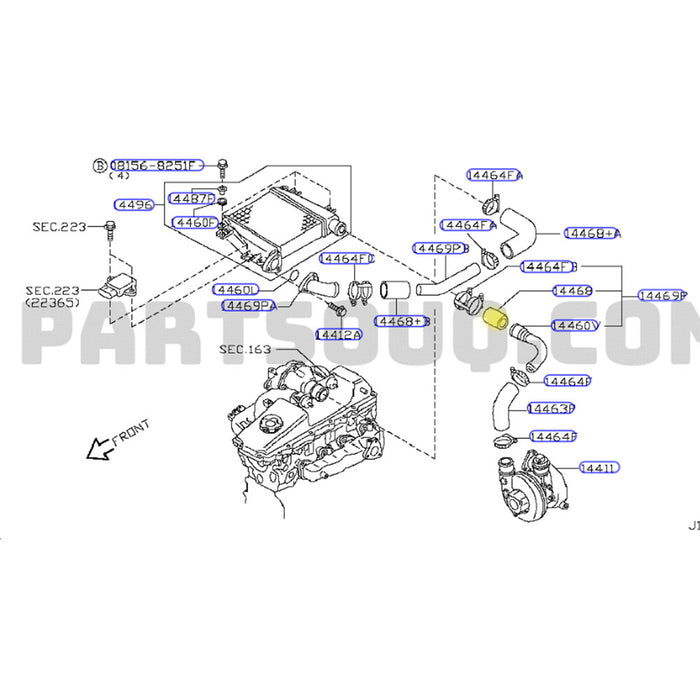 Hot Side Intercooler Hose For Nissan Patrol GU Y61 ZD30 3.0L Direct injection 2000-2007