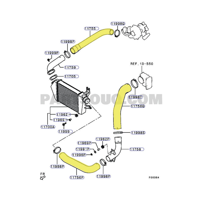 Hot Side & Cold Side Intercooler Hoses For Mitsubishi Triton MN 4D56 2.5L 4WD