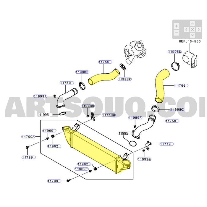 Intercooler & Hoses For Mitsubishi Triton MQ/MR/Pajero Sport 4N15 2.4L