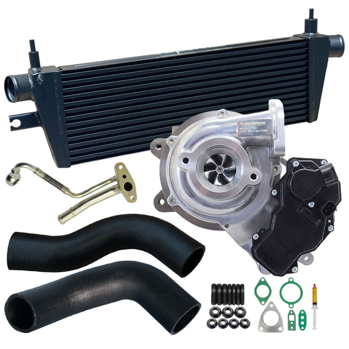 Upgrade Billet Turbo Charger With 52mm Intercooler & Hoses And Genuine Oil Feed Pipe For Toyota Hilux 1GD-FTV 2.8L 2015-2020