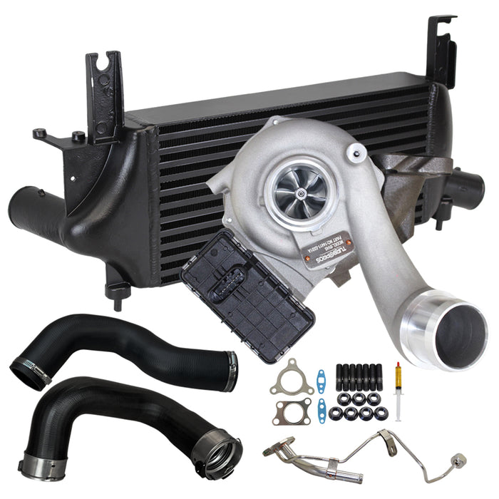 Upgrade Billet Turbo Charger With 75mm Intercooler & Hoses And Genuine Oil Feed Pipe For Nissan Navara D40 / Pathfinder R51 YD25 2.5L 2010 Onwards